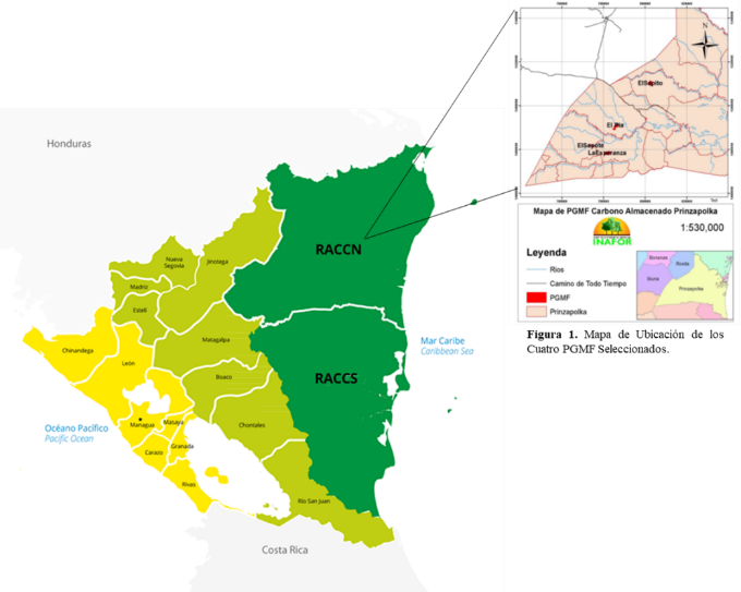 Mapa de ubicación de los cuatro PGMF.