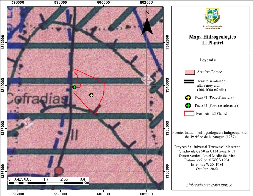 Mapa
hidrogeológico de la unidad experimental El Plantel.