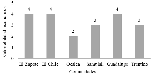 Estado de la vulnerabilidad económica por comunidad.