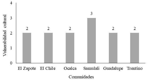 Estado de la vulnerabilidad cultural por comunidad.