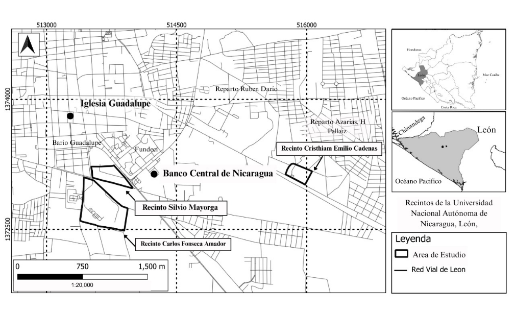 Ubicación de los recintos universitarios en la ciudad de León